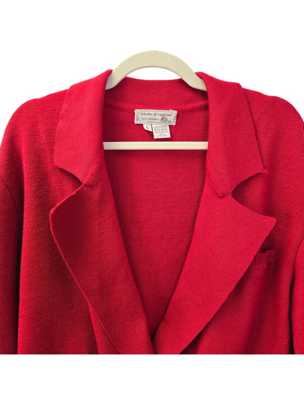 Vintage Tricots St. Raphael 100% Virgin Wool Cardigan Sweater Size Large - Picture 4 of 5